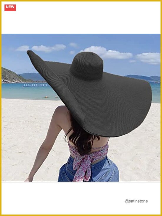 Oversized Floppy Straw Sun Hat for Women UPF 50+ Wide Brim main image 6